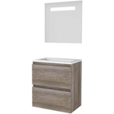 Basic Line Basic-Line Economic 39 Badkamermeubelset - Ondiep - 60 x 39 cm - Greeploos - 2 Lades - Keramische Wastafel - 1 Kraangat - Spiegel met LED Verlichting - Scotch Oak Basic Line Basic-Line Economic 39 Badkamermeubelset - Ondiep - 60 x 39 cm - Greeploos - 2 Lades - Keramische Wastafel - 1 Kraangat - Spiegel met LED Verlichting - Scotch Oak