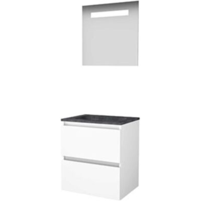 Basic Line Basic-Line Economic 46 Badkamermeubelset - 60 x 46 cm - Greeploos - 2 Lades - Hardstenen Wastafel - 1 Kraangat - Spiegel met LED Verlichting - Ice White Basic Line Basic-Line Economic 46 Badkamermeubelset - 60 x 46 cm - Greeploos - 2 Lades - Hardstenen Wastafel - 1 Kraangat - Spiegel met LED Verlichting - Ice White
