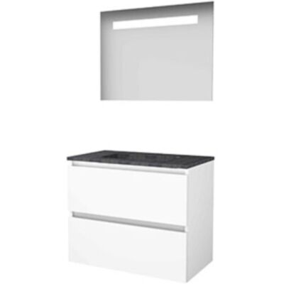 Basic Line Basic-Line Economic 46 Badkamermeubelset - 80 x 46 cm - Greeploos - 2 Lades - Hardstenen Wastafel - 1 Kraangat - Spiegel met LED Verlichting - Ice White Basic Line Basic-Line Economic 46 Badkamermeubelset - 80 x 46 cm - Greeploos - 2 Lades - Hardstenen Wastafel - 1 Kraangat - Spiegel met LED Verlichting - Ice White