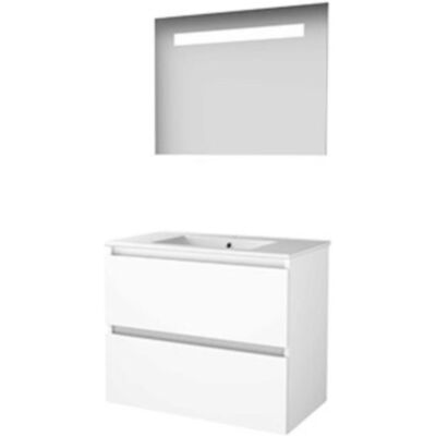 Basic Line Basic-Line Economic 46 Badkamermeubelset - 80 x 46 cm - Greeploos - 2 Lades - Keramische Wastafel - 1 Kraangat - Spiegel met LED Verlichting - Ice White Basic Line Basic-Line Economic 46 Badkamermeubelset - 80 x 46 cm - Greeploos - 2 Lades - Keramische Wastafel - 1 Kraangat - Spiegel met LED Verlichting - Ice White