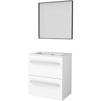 Basic Line Basic-Line Framed 39 Badkamermeubelset - Ondiep - 60 x 39 cm - Met Grepen - 2 Lades - Keramische Wastafel - 1 Kraangat - Spiegel met Zwart Aluminium Frame - Ice White Basic Line Basic-Line Framed 39 Badkamermeubelset - Ondiep - 60 x 39 cm - Met Grepen - 2 Lades - Keramische Wastafel - 1 Kraangat - Spiegel met Zwart Aluminium Frame - Ice White