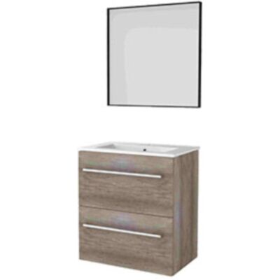 Basic Line Basic-Line Framed 39 Badkamermeubelset - Ondiep - 60 x 39 cm - Met Grepen - 2 Lades - Keramische Wastafel - 1 Kraangat - Spiegel met Zwart Aluminium Frame - Scotch Oak Basic Line Basic-Line Framed 39 Badkamermeubelset - Ondiep - 60 x 39 cm - Met Grepen - 2 Lades - Keramische Wastafel - 1 Kraangat - Spiegel met Zwart Aluminium Frame - Scotch Oak