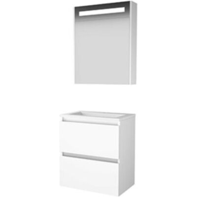 Basic Line Basic-Line Premium 39 Badkamermeubelset - Ondiep - 100 x 39 cm - Greeploos - 2 Lades - Acryl Wastafel - 1 Kraangat - Spiegelkast met LED Verlichting - Ice White Basic Line Basic-Line Premium 39 Badkamermeubelset - Ondiep - 100 x 39 cm - Greeploos - 2 Lades - Acryl Wastafel - 1 Kraangat - Spiegelkast met LED Verlichting - Ice White