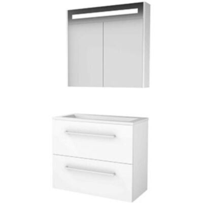 Basic Line Basic-Line Premium 39 Badkamermeubelset - Ondiep - 80 x 39 cm - Met Grepen - 2 Lades - Acryl Wastafel - Zonder Kraangat - Spiegelkast met LED Verlichting - Ice White Basic Line Basic-Line Premium 39 Badkamermeubelset - Ondiep - 80 x 39 cm - Met Grepen - 2 Lades - Acryl Wastafel - Zonder Kraangat - Spiegelkast met LED Verlichting - Ice White