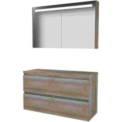 Basic Line Basic-Line Premium 46 Badkamermeubelset - 120 x 46 cm - Greeploos - 4 Lades - Wastafelblad - Spiegelkast met LED Verlichting - Scotch Oak Basic Line Basic-Line Premium 46 Badkamermeubelset - 120 x 46 cm - Greeploos - 4 Lades - Wastafelblad - Spiegelkast met LED Verlichting - Scotch Oak