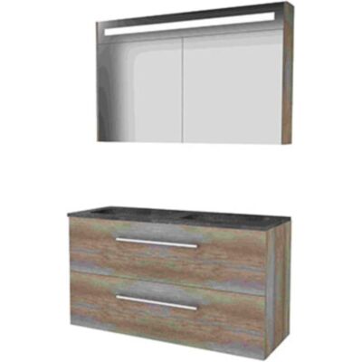 Basic Line Basic-Line Premium 46 Badkamermeubelset - 120 x 46 cm - Met Grepen - 2 Lades - Hardstenen Wastafel - Zonder Kraangat - Spiegelkast met LED Verlichting - Scotch Oak Basic Line Basic-Line Premium 46 Badkamermeubelset - 120 x 46 cm - Met Grepen - 2 Lades - Hardstenen Wastafel - Zonder Kraangat - Spiegelkast met LED Verlichting - Scotch Oak