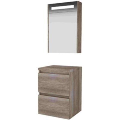 Basic Line Basic-Line Premium 46 Badkamermeubelset - 50 x 46 cm - Greeploos - 2 Lades - Wastafelblad - Spiegelkast met LED Verlichting - Scotch Oak Basic Line Basic-Line Premium 46 Badkamermeubelset - 50 x 46 cm - Greeploos - 2 Lades - Wastafelblad - Spiegelkast met LED Verlichting - Scotch Oak