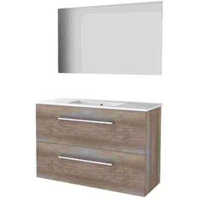 Basic Line Basic-Line Ultimate 39 Badkamermeubelset - Ondiep - 100 x 39 cm - Greeploos - 2 Lades - Keramische Wastafel - 1 Kraangat - Spiegel met Indirecte LED Verlichting - Scotch Oak Basic Line Basic-Line Ultimate 39 Badkamermeubelset - Ondiep - 100 x 39 cm - Greeploos - 2 Lades - Keramische Wastafel - 1 Kraangat - Spiegel met Indirecte LED Verlichting - Scotch Oak