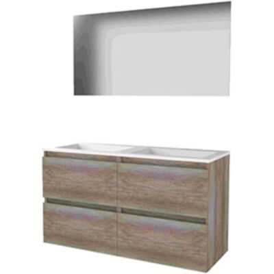 Basic Line Basic-Line Ultimate 46 Badkamermeubelset - 120 x 46 cm - Greeploos - 4 Lades - Acryl Wastafel - Zonder Kraangat - Spiegel met Indirecte LED Verlichting - Scotch Oak Basic Line Basic-Line Ultimate 46 Badkamermeubelset - 120 x 46 cm - Greeploos - 4 Lades - Acryl Wastafel - Zonder Kraangat - Spiegel met Indirecte LED Verlichting - Scotch Oak