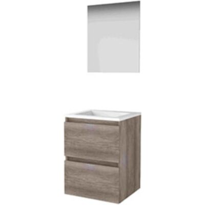 Basic Line Basic-Line Ultimate 46 Badkamermeubelset - 50 x 46 cm - Greeploos - 2 Lades - Acryl Wastafel - Zonder Kraangat - Spiegel met Indirecte LED Verlichting - Scotch Oak Basic Line Basic-Line Ultimate 46 Badkamermeubelset - 50 x 46 cm - Greeploos - 2 Lades - Acryl Wastafel - Zonder Kraangat - Spiegel met Indirecte LED Verlichting - Scotch Oak