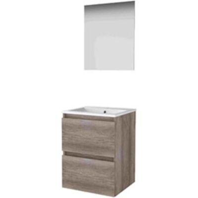 Basic Line Basic-Line Ultimate 46 Badkamermeubelset - 50 x 46 cm - Greeploos - 2 Lades - Keramische Wastafel - 1 Kraangat - Spiegel met Indirecte LED Verlichting - Scotch Oak Basic Line Basic-Line Ultimate 46 Badkamermeubelset - 50 x 46 cm - Greeploos - 2 Lades - Keramische Wastafel - 1 Kraangat - Spiegel met Indirecte LED Verlichting - Scotch Oak