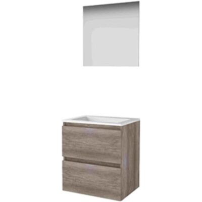 Basic Line Basic-Line Ultimate 46 Badkamermeubelset - 60 x 46 cm - Greeploos - 2 Lades - Acryl Wastafel - Zonder Kraangat - Spiegel met Indirecte LED Verlichting - Scotch Oak Basic Line Basic-Line Ultimate 46 Badkamermeubelset - 60 x 46 cm - Greeploos - 2 Lades - Acryl Wastafel - Zonder Kraangat - Spiegel met Indirecte LED Verlichting - Scotch Oak
