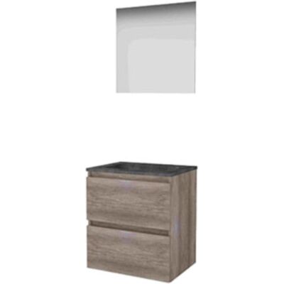 Basic Line Basic-Line Ultimate 46 Badkamermeubelset - 60 x 46 cm - Greeploos - 2 Lades - Hardstenen Wastafel - Zonder Kraangat - Spiegel met Indirecte LED Verlichting - Scotch Oak Basic Line Basic-Line Ultimate 46 Badkamermeubelset - 60 x 46 cm - Greeploos - 2 Lades - Hardstenen Wastafel - Zonder Kraangat - Spiegel met Indirecte LED Verlichting - Scotch Oak