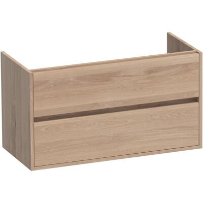 Brauer Adore - Onderkast - 100 cm - met 2 Softclose Lades Greeploos en 1 Sifon Uitsparing - Lamellen Eiken Naturel Brauer Adore - Onderkast - 100 cm - met 2 Softclose Lades Greeploos en 1 Sifon Uitsparing - Lamellen Eiken Naturel