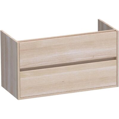 Brauer Adore - Onderkast - 100 cm - met 2 Softclose Lades Greeploos en 1 Sifon Uitsparing - Lamellen Eiken Wit Brauer Adore - Onderkast - 100 cm - met 2 Softclose Lades Greeploos en 1 Sifon Uitsparing - Lamellen Eiken Wit