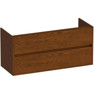 Brauer Adore - Onderkast - 120 cm - met 2 Softclose Lades Greeploos en 1 Sifon Uitsparing - Lamellen Eiken Bruin Brauer Adore - Onderkast - 120 cm - met 2 Softclose Lades Greeploos en 1 Sifon Uitsparing - Lamellen Eiken Bruin