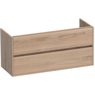 Brauer Adore - Onderkast - 120 cm - met 2 Softclose Lades Greeploos en 1 Sifon Uitsparing - Lamellen Eiken Naturel Brauer Adore - Onderkast - 120 cm - met 2 Softclose Lades Greeploos en 1 Sifon Uitsparing - Lamellen Eiken Naturel
