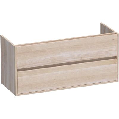 Brauer Adore - Onderkast - 120 cm - met 2 Softclose Lades Greeploos en 1 Sifon Uitsparing - Lamellen Eiken Wit Brauer Adore - Onderkast - 120 cm - met 2 Softclose Lades Greeploos en 1 Sifon Uitsparing - Lamellen Eiken Wit