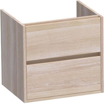 Brauer Adore - Onderkast - 60 cm - met 2 Softclose Lades Greeploos en 1 Sifon Uitsparing - Lamellen Eiken Wit Brauer Adore - Onderkast - 60 cm - met 2 Softclose Lades Greeploos en 1 Sifon Uitsparing - Lamellen Eiken Wit