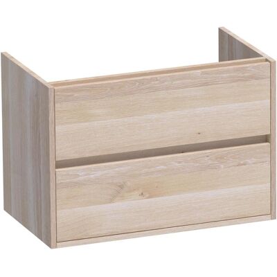 Brauer Adore - Onderkast - 80 cm - met 2 Softclose Lades Greeploos en 1 Sifon Uitsparing - Lamellen Eiken Wit Brauer Adore - Onderkast - 80 cm - met 2 Softclose Lades Greeploos en 1 Sifon Uitsparing - Lamellen Eiken Wit