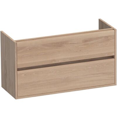 Brauer Adore - Onderkast Ondiep - 100 cm - met 2 Softclose Lades Greeploos en 1 Sifon Uitsparing - Lamellen Eiken Naturel Brauer Adore - Onderkast Ondiep - 100 cm - met 2 Softclose Lades Greeploos en 1 Sifon Uitsparing - Lamellen Eiken Naturel