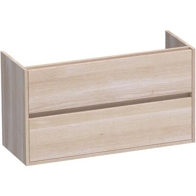 Brauer Adore - Onderkast Ondiep - 100 cm - met 2 Softclose Lades Greeploos en 1 Sifon Uitsparing - Lamellen Eiken Wit Brauer Adore - Onderkast Ondiep - 100 cm - met 2 Softclose Lades Greeploos en 1 Sifon Uitsparing - Lamellen Eiken Wit