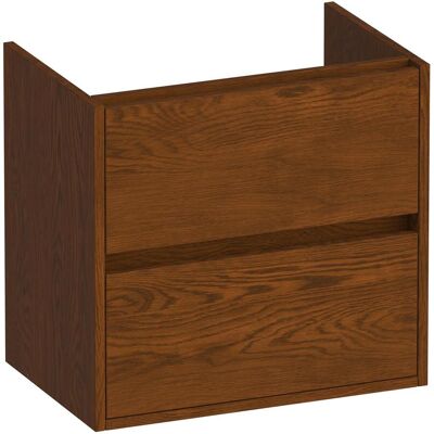 Brauer Adore - Onderkast Ondiep - 60 cm - met 2 Softclose Lades Greeploos en 1 Sifon Uitsparing - Lamellen Eiken Bruin Brauer Adore - Onderkast Ondiep - 60 cm - met 2 Softclose Lades Greeploos en 1 Sifon Uitsparing - Lamellen Eiken Bruin
