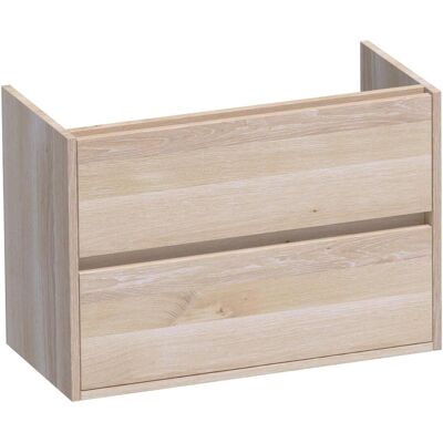Brauer Adore - Onderkast Ondiep - 80 cm - met 2 Softclose Lades Greeploos en 1 Sifon Uitsparing - Lamellen Eiken Wit Brauer Adore - Onderkast Ondiep - 80 cm - met 2 Softclose Lades Greeploos en 1 Sifon Uitsparing - Lamellen Eiken Wit