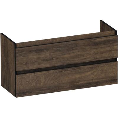 Brauer Joy Edge - Onderkast Ondiep - 100 cm - met 2 Softclose Lades Greeploos en 1 Sifon Uitsparing - Grove Brauer Joy Edge - Onderkast Ondiep - 100 cm - met 2 Softclose Lades Greeploos en 1 Sifon Uitsparing - Grove