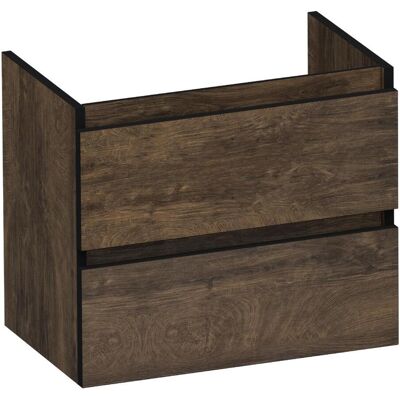 Brauer Joy Edge - Onderkast Ondiep - 60 cm - met 2 Softclose Lades Greeploos en 1 Sifon Uitsparing - Grove Brauer Joy Edge - Onderkast Ondiep - 60 cm - met 2 Softclose Lades Greeploos en 1 Sifon Uitsparing - Grove