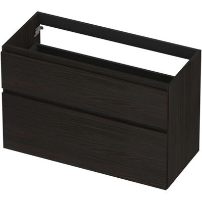 INK - Onderkast 2 Laden Greeploos Fineer Eiken met Houten Keerlijst A-symmetrisch - 1000x450x650 Mm - Matt Intens Black INK - Onderkast 2 Laden Greeploos Fineer Eiken met Houten Keerlijst A-symmetrisch - 1000x450x650 Mm - Matt Intens Black