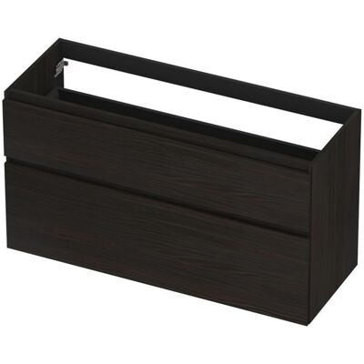 INK - Onderkast 2 Laden Greeploos Fineer Eiken met Houten Keerlijst A-symmetrisch - 1200x450x650 Mm - Matt Intens Black INK - Onderkast 2 Laden Greeploos Fineer Eiken met Houten Keerlijst A-symmetrisch - 1200x450x650 Mm - Matt Intens Black