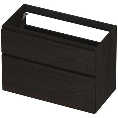 INK - Onderkast 2 Laden Greeploos Fineer Eiken met Houten Keerlijst A-symmetrisch - 900x450x650 Mm - Matt Intens Black INK - Onderkast 2 Laden Greeploos Fineer Eiken met Houten Keerlijst A-symmetrisch - 900x450x650 Mm - Matt Intens Black