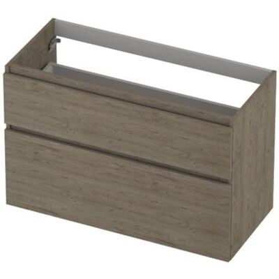 INK - Onderkast 2 Laden Greeploos Hout Decor met Houten Keerlijst A-symmetrisch - 1000x450x650 Mm - Greige Eiken INK - Onderkast 2 Laden Greeploos Hout Decor met Houten Keerlijst A-symmetrisch - 1000x450x650 Mm - Greige Eiken