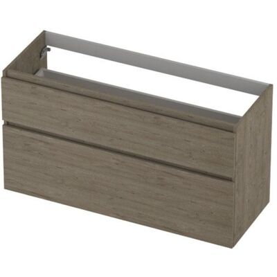 INK - Onderkast 2 Laden Greeploos Hout Decor met Houten Keerlijst A-symmetrisch - 1200x450x650 Mm - Greige Eiken INK - Onderkast 2 Laden Greeploos Hout Decor met Houten Keerlijst A-symmetrisch - 1200x450x650 Mm - Greige Eiken