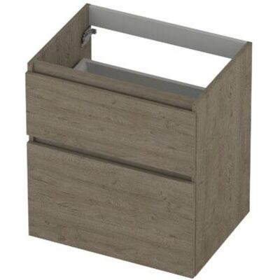 INK - Onderkast 2 Laden Greeploos Hout Decor met Houten Keerlijst A-symmetrisch - 600x450x650 Mm - Greige Eiken INK - Onderkast 2 Laden Greeploos Hout Decor met Houten Keerlijst A-symmetrisch - 600x450x650 Mm - Greige Eiken