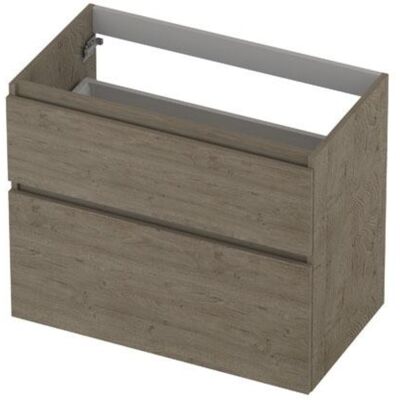 INK - Onderkast 2 Laden Greeploos Hout Decor met Houten Keerlijst A-symmetrisch - 800x450x650 Mm - Greige Eiken INK - Onderkast 2 Laden Greeploos Hout Decor met Houten Keerlijst A-symmetrisch - 800x450x650 Mm - Greige Eiken