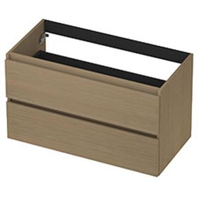 INK - Onderkast 2 Laden Greeploos met Houten Keerlijst - 900x450x520 Mm - Olijf Eiken INK - Onderkast 2 Laden Greeploos met Houten Keerlijst - 900x450x520 Mm - Olijf Eiken