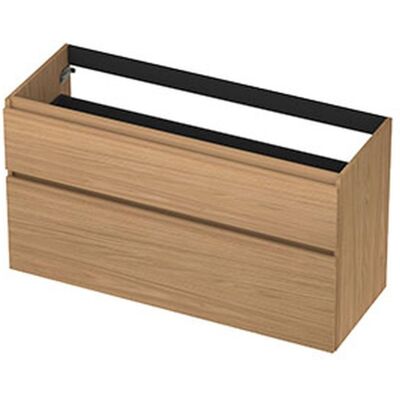 INK - Onderkast 2 Laden Greeploos met Houten Keerlijst A-symmetrisch - 1200x450x650 Mm - Blank Eiken INK - Onderkast 2 Laden Greeploos met Houten Keerlijst A-symmetrisch - 1200x450x650 Mm - Blank Eiken
