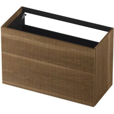 INK - Onderkast 2 Laden Push To Open Verticaal Gefreesd Bestaande Uit: - 1000x450x650 Mm - Massief Eiken Aqua INK - Onderkast 2 Laden Push To Open Verticaal Gefreesd Bestaande Uit: - 1000x450x650 Mm - Massief Eiken Aqua
