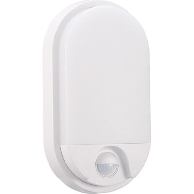 BES LED LED Tuinverlichting met Bewegingssensor - Hoktan - Wandlamp Buiten - 10W - Natuurlijk Wit 4200K - Mat Wit - Ovaal BES LED LED Tuinverlichting met Bewegingssensor - Hoktan - Wandlamp Buiten - 10W - Natuurlijk Wit 4200K - Mat Wit - Ovaal