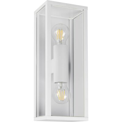 BES LED LED Tuinverlichting - Wandlamp Buitenlamp - Trion Aron Two - E27 Fitting - Spatwaterdicht IP44 - Rechthoek - Mat Wit - Aluminium BES LED LED Tuinverlichting - Wandlamp Buitenlamp - Trion Aron Two - E27 Fitting - Spatwaterdicht IP44 - Rechthoek - Mat Wit - Aluminium