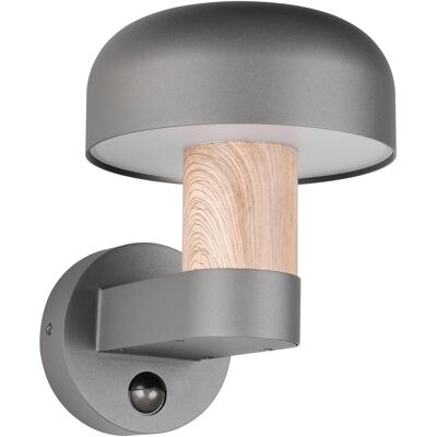 BES LED LED Tuinverlichting - Wandlamp Buitenlamp - Trion Freek - E27 Fitting - Rond - IP54 - Bewegingssensor - Hout/Grijs- Aluminium BES LED LED Tuinverlichting - Wandlamp Buitenlamp - Trion Freek - E27 Fitting - Rond - IP54 - Bewegingssensor - Hout/Grijs- Aluminium