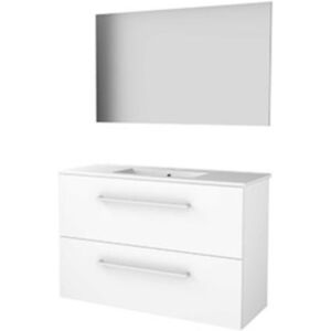 Basic Line Basic-Line Basic 39 Badkamermeubelset - Ondiep - 100 x 39 cm - Met Grepen - 2 Lades - Keramische Wastafel - 1 Kraangat - Spiegel - Ice White Basic Line Basic-Line Basic 39 Badkamermeubelset - Ondiep - 100 x 39 cm - Met Grepen - 2 Lades - Keramische Wastafel - 1 Kraangat - Spiegel - Ice White