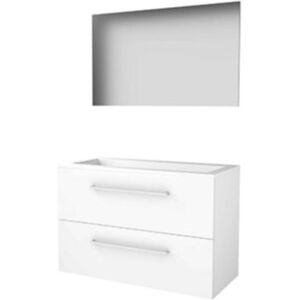 Basic Line Basic-Line Basic 46 Badkamermeubelset - 100 x 46 cm - Met Grepen - 2 Lades - Acryl Wastafel - 1 Kraangat - Spiegel - Ice White Basic Line Basic-Line Basic 46 Badkamermeubelset - 100 x 46 cm - Met Grepen - 2 Lades - Acryl Wastafel - 1 Kraangat - Spiegel - Ice White