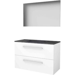 Basic Line Basic-Line Basic 46 Badkamermeubelset - 100 x 46 cm - Met Grepen - 2 Lades - Hardstenen Wastafel - Zonder Kraangat - Spiegel - Ice White Basic Line Basic-Line Basic 46 Badkamermeubelset - 100 x 46 cm - Met Grepen - 2 Lades - Hardstenen Wastafel - Zonder Kraangat - Spiegel - Ice White