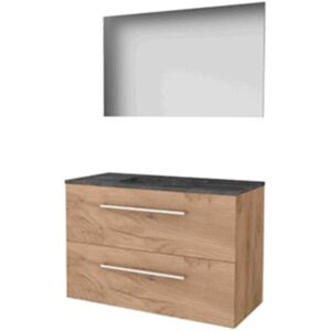 Basic Line Basic-Line Basic 46 Badkamermeubelset - 100 x 46 cm - Met Grepen - 2 Lades - Hardstenen Wastafel - Zonder Kraangat - Spiegel - Whisky Oak Basic Line Basic-Line Basic 46 Badkamermeubelset - 100 x 46 cm - Met Grepen - 2 Lades - Hardstenen Wastafel - Zonder Kraangat - Spiegel - Whisky Oak