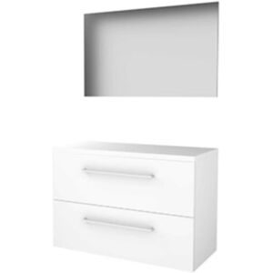 Basic Line Basic-Line Basic 46 Badkamermeubelset - 100 x 46 cm - Met Grepen - 2 Lades - Wastafelblad - Spiegel - Ice White Basic Line Basic-Line Basic 46 Badkamermeubelset - 100 x 46 cm - Met Grepen - 2 Lades - Wastafelblad - Spiegel - Ice White