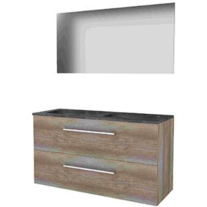 Basic Line Basic-Line Basic 46 Badkamermeubelset - 120 x 46 cm - Met Grepen - 2 Lades - Hardstenen Wastafel - 2 Kraangaten - Spiegel - Scotch Oak Basic Line Basic-Line Basic 46 Badkamermeubelset - 120 x 46 cm - Met Grepen - 2 Lades - Hardstenen Wastafel - 2 Kraangaten - Spiegel - Scotch Oak
