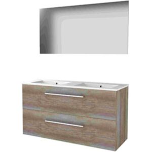 Basic Line Basic-Line Basic 46 Badkamermeubelset - 120 x 46 cm - Met Grepen - 2 Lades - Keramische Wastafel - 2 Kraangaten - Spiegel - Scotch Oak Basic Line Basic-Line Basic 46 Badkamermeubelset - 120 x 46 cm - Met Grepen - 2 Lades - Keramische Wastafel - 2 Kraangaten - Spiegel - Scotch Oak